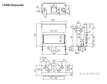 Конвекционная топка M-Design Luna 1150H Diamond