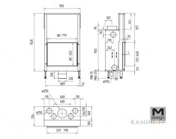 Конвекционная топка M-Design Luna 850V Diamond