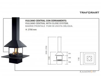 Дизайнерский камин Traforart Vulcano Central With close system