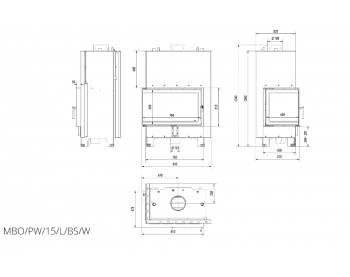 Каминная топка Kratki MBO/PW/15/L/BS/W