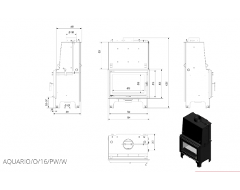 Каминная топка Kratki AQUARIO/O/16/PW/W