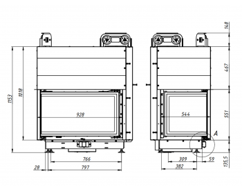 Конвекційна топка Gavryliv&Sons 90x51x54 H L/R