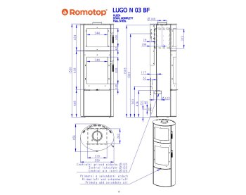 ROMOTOP LUGO N 03 BF металл - печь камин с духовкой