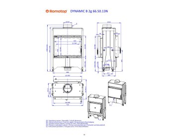 ROMOTOP DYNAMIC B2G 66.50.13N - каминная топка прямая, задняя загрузка, тройное стекло