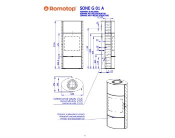 ROMOTOP SONE G 01 A рельефная керамика - аккумуляционная печь-камин
