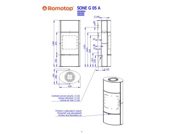 ROMOTOP SONE G 05 A гладкая керамика - аккумуляционная печь-камин