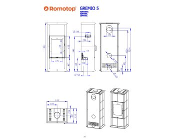ROMOTOP GREMIO 5G - кафельная печь (современное стекло)