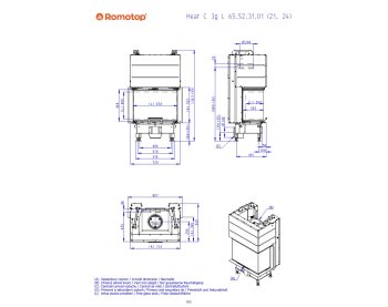 ROMOTOP HEAT C 3g L 65.52.31.24 - трехсторонняя каминная топка с подъёмным механизмом