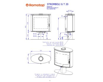 ROMOTOP STROMBOLI G T 20 камень - поворотная каминная печь на ножке