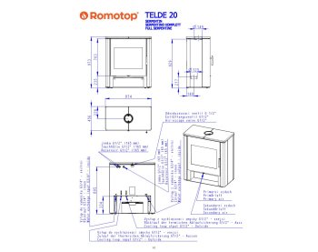 ROMOTOP TELDE 20 камень - печь с теплообменником, двойное стекло