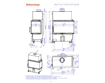 ROMOTOP HEAT R 4g S 70.44.33.26 - узкая угловая каминная топка (тёмная камера)