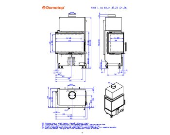 ROMOTOP HEAT L 4g S 60.44.33.26 - вузька кутова камінна топка
