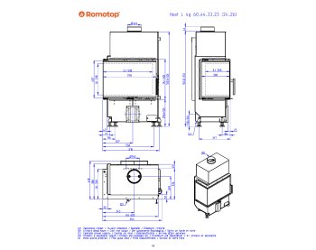 ROMOTOP HEAT L 4g S 60.44.33.24 - узкая угловая каминная топка