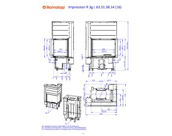 ROMOTOP IMPRESSION R 3G L 63.51.38.14 - угловая каминная топка с гильотиной (двойное стекло)