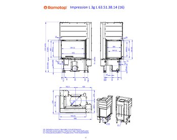 ROMOTOP IMPRESSION L 3G L 63.51.38.14 - угловая каминная топка с гильотиной (двойное стекло)